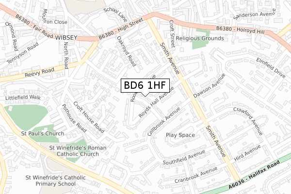 BD6 1HF map - large scale - OS Open Zoomstack (Ordnance Survey)