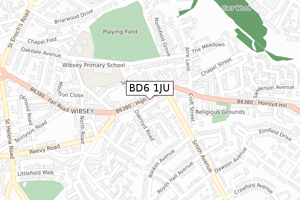 BD6 1JU map - large scale - OS Open Zoomstack (Ordnance Survey)