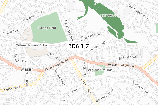 BD6 1JZ map - large scale - OS Open Zoomstack (Ordnance Survey)