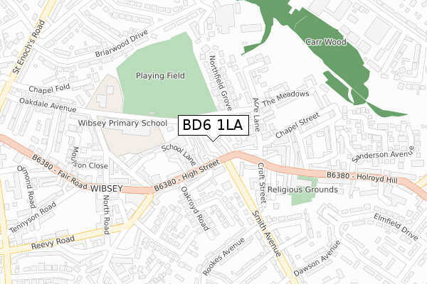 BD6 1LA map - large scale - OS Open Zoomstack (Ordnance Survey)