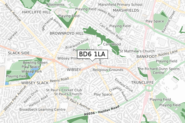 BD6 1LA map - small scale - OS Open Zoomstack (Ordnance Survey)