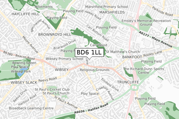 BD6 1LL map - small scale - OS Open Zoomstack (Ordnance Survey)