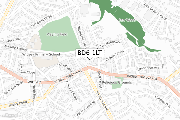 BD6 1LT map - large scale - OS Open Zoomstack (Ordnance Survey)