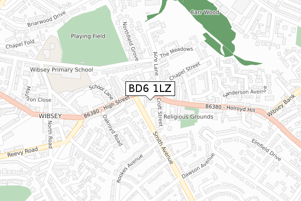 BD6 1LZ map - large scale - OS Open Zoomstack (Ordnance Survey)