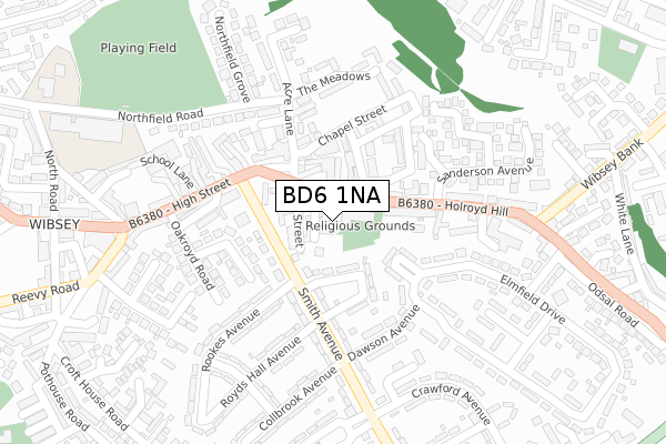 BD6 1NA map - large scale - OS Open Zoomstack (Ordnance Survey)