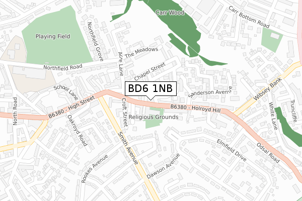 BD6 1NB map - large scale - OS Open Zoomstack (Ordnance Survey)