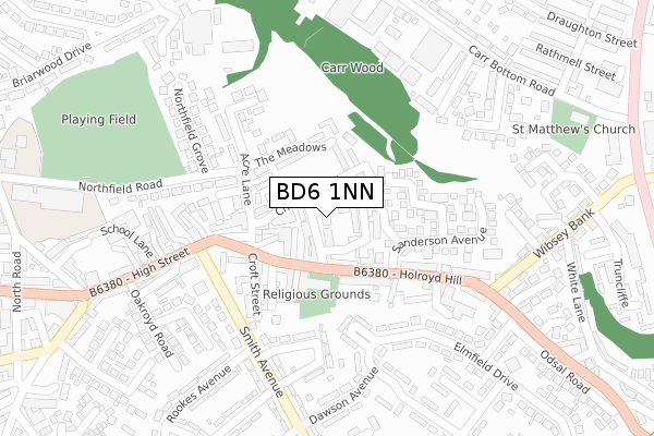 BD6 1NN map - large scale - OS Open Zoomstack (Ordnance Survey)