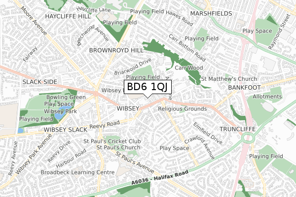 BD6 1QJ map - small scale - OS Open Zoomstack (Ordnance Survey)