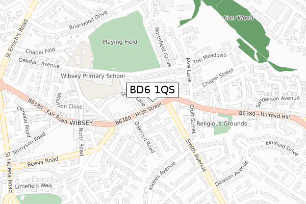 BD6 1QS map - large scale - OS Open Zoomstack (Ordnance Survey)