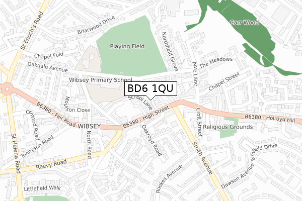 BD6 1QU map - large scale - OS Open Zoomstack (Ordnance Survey)