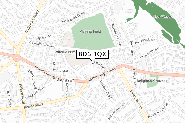 BD6 1QX map - large scale - OS Open Zoomstack (Ordnance Survey)