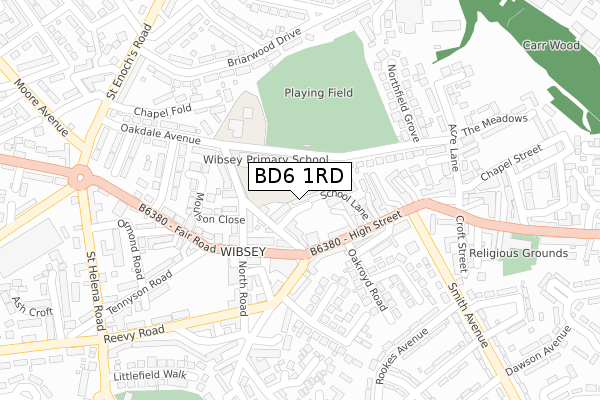 BD6 1RD map - large scale - OS Open Zoomstack (Ordnance Survey)