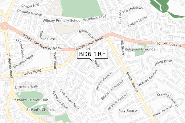 BD6 1RF map - large scale - OS Open Zoomstack (Ordnance Survey)