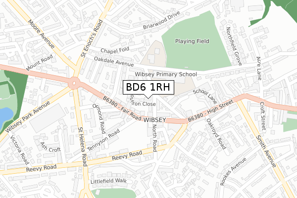 BD6 1RH map - large scale - OS Open Zoomstack (Ordnance Survey)