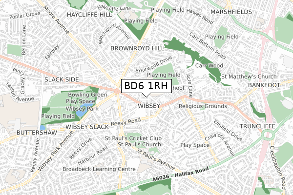 BD6 1RH map - small scale - OS Open Zoomstack (Ordnance Survey)