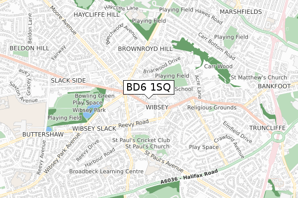 BD6 1SQ map - small scale - OS Open Zoomstack (Ordnance Survey)