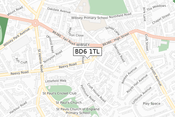 BD6 1TL map - large scale - OS Open Zoomstack (Ordnance Survey)