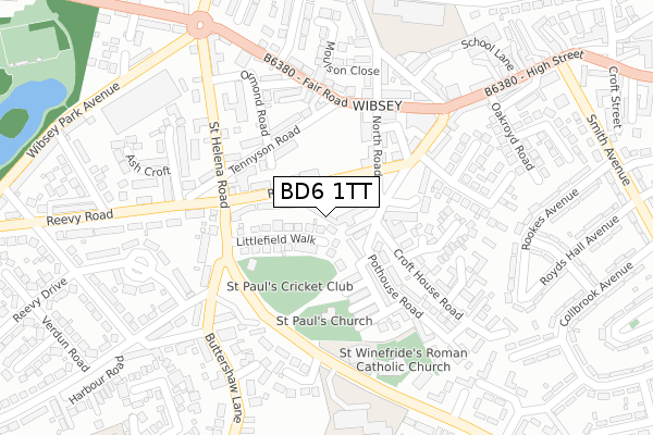 BD6 1TT map - large scale - OS Open Zoomstack (Ordnance Survey)