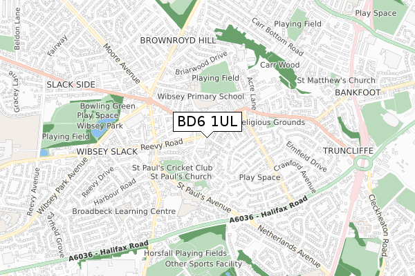 BD6 1UL map - small scale - OS Open Zoomstack (Ordnance Survey)