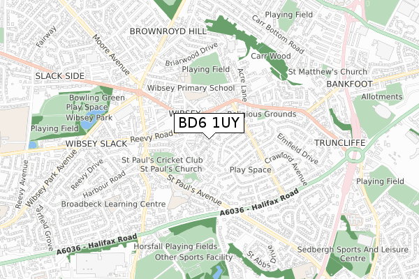 BD6 1UY map - small scale - OS Open Zoomstack (Ordnance Survey)