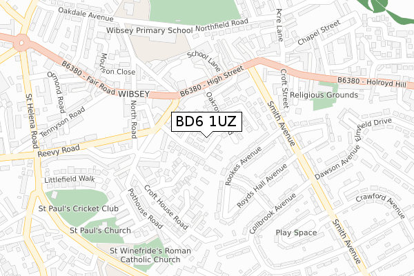 BD6 1UZ map - large scale - OS Open Zoomstack (Ordnance Survey)