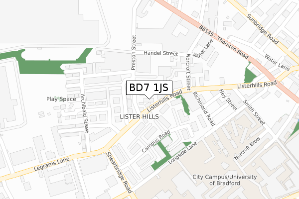 BD7 1JS map - large scale - OS Open Zoomstack (Ordnance Survey)