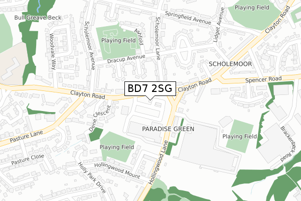 BD7 2SG map - large scale - OS Open Zoomstack (Ordnance Survey)