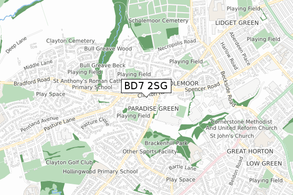 BD7 2SG map - small scale - OS Open Zoomstack (Ordnance Survey)