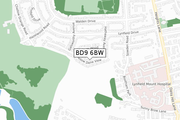 BD9 6BW map - large scale - OS Open Zoomstack (Ordnance Survey)