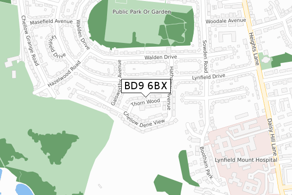 BD9 6BX map - large scale - OS Open Zoomstack (Ordnance Survey)