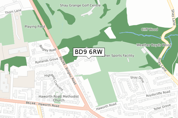 BD9 6RW map - large scale - OS Open Zoomstack (Ordnance Survey)