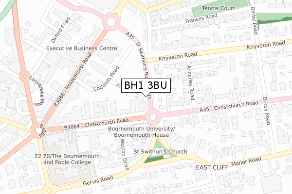 BH1 3BU map - large scale - OS Open Zoomstack (Ordnance Survey)