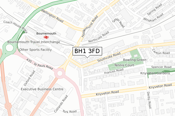 BH1 3FD map - large scale - OS Open Zoomstack (Ordnance Survey)