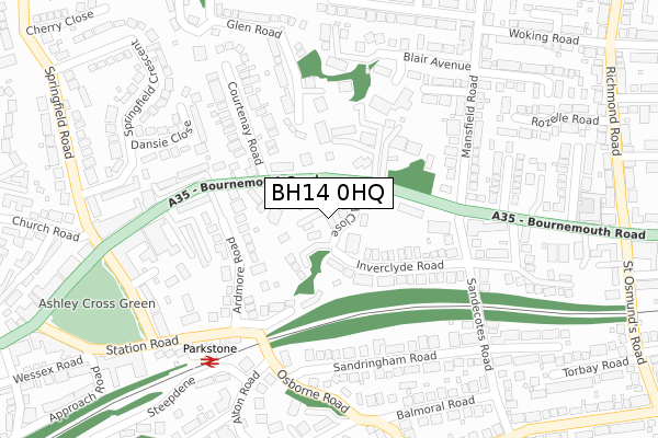 BH14 0HQ map - large scale - OS Open Zoomstack (Ordnance Survey)