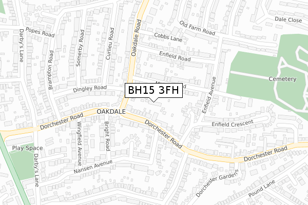 BH15 3FH map - large scale - OS Open Zoomstack (Ordnance Survey)