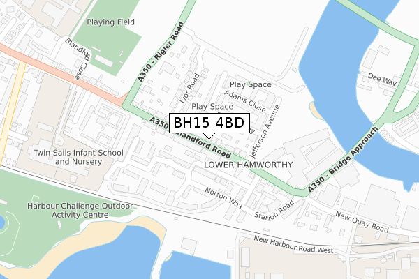 BH15 4BD map - large scale - OS Open Zoomstack (Ordnance Survey)