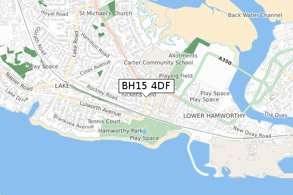 BH15 4DF map - small scale - OS Open Zoomstack (Ordnance Survey)