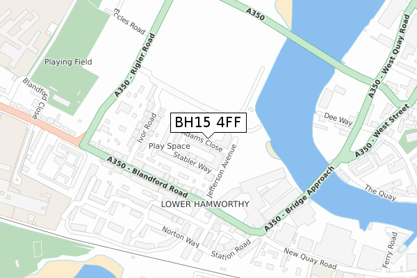 BH15 4FF map - large scale - OS Open Zoomstack (Ordnance Survey)