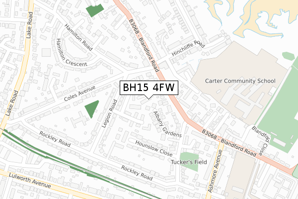 BH15 4FW map - large scale - OS Open Zoomstack (Ordnance Survey)