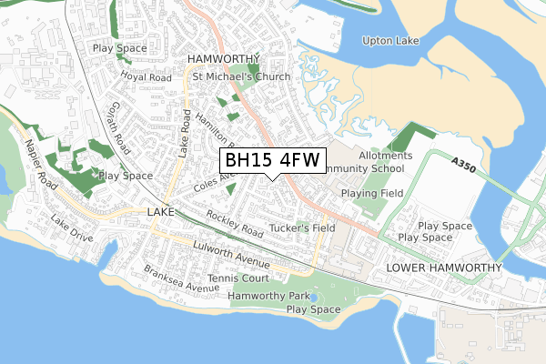 BH15 4FW map - small scale - OS Open Zoomstack (Ordnance Survey)