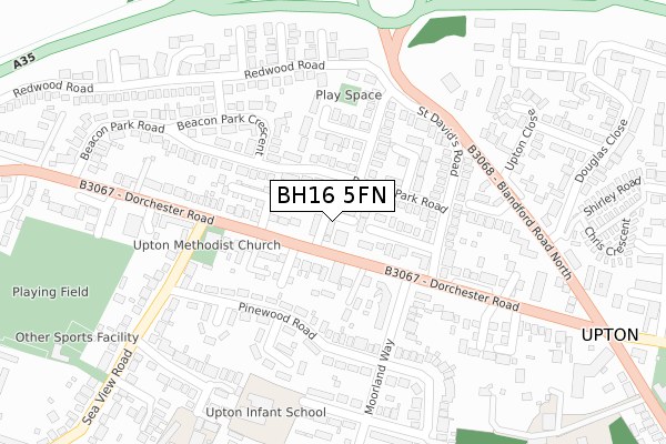 BH16 5FN map - large scale - OS Open Zoomstack (Ordnance Survey)