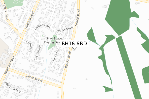 BH16 6BD map - large scale - OS Open Zoomstack (Ordnance Survey)