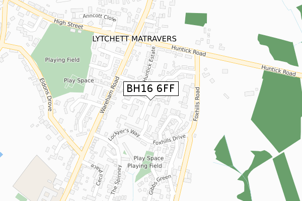 BH16 6FF map - large scale - OS Open Zoomstack (Ordnance Survey)