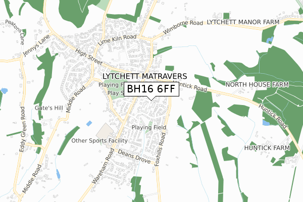 BH16 6FF map - small scale - OS Open Zoomstack (Ordnance Survey)