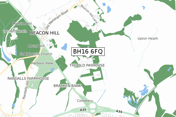 BH16 6FQ map - small scale - OS Open Zoomstack (Ordnance Survey)