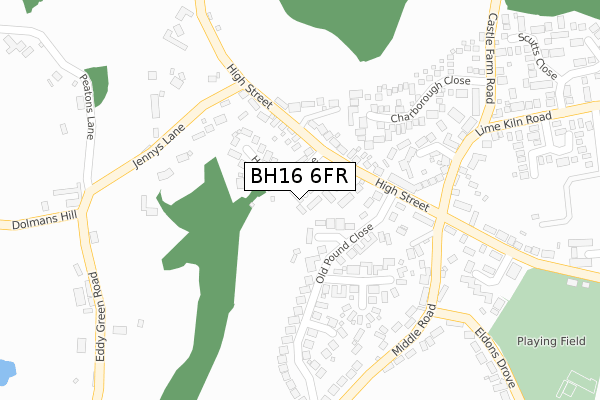 BH16 6FR map - large scale - OS Open Zoomstack (Ordnance Survey)