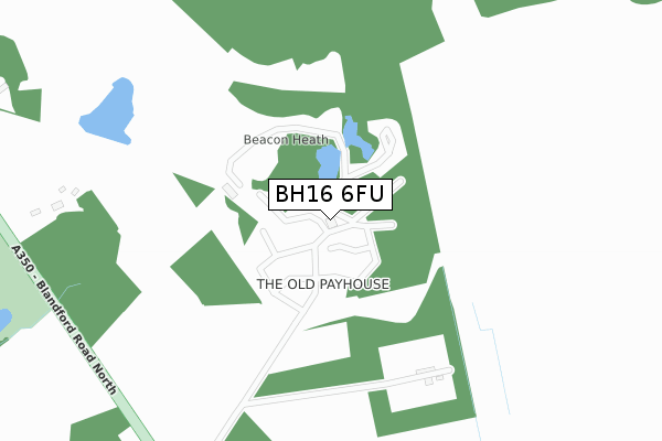 BH16 6FU map - large scale - OS Open Zoomstack (Ordnance Survey)