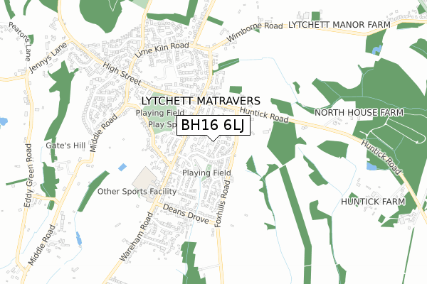 BH16 6LJ map - small scale - OS Open Zoomstack (Ordnance Survey)