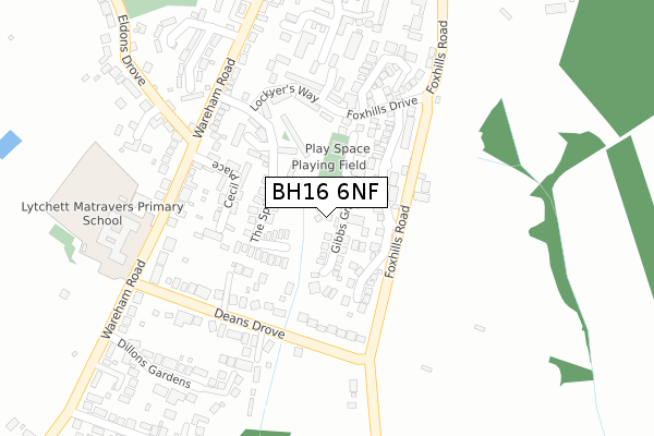 BH16 6NF map - large scale - OS Open Zoomstack (Ordnance Survey)