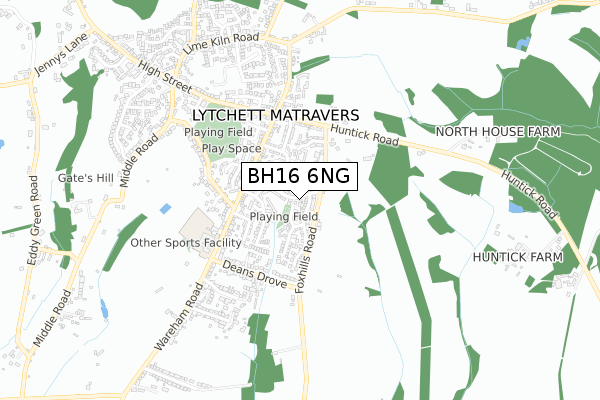 BH16 6NG map - small scale - OS Open Zoomstack (Ordnance Survey)